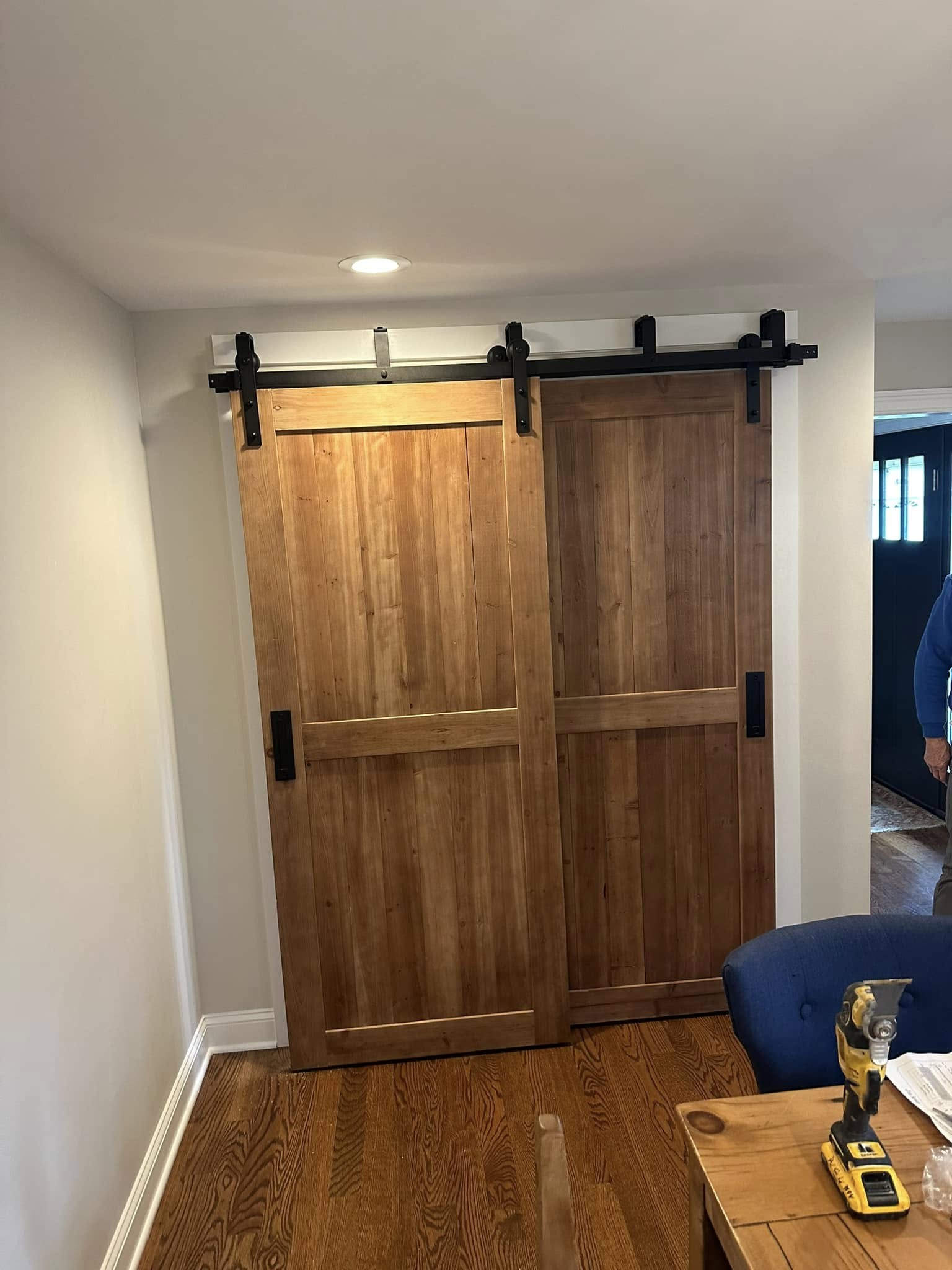 Custom wood barn door carpentry